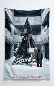 Balenciaga Winter Sculpture Print Flannel Sofa Throw Blanket Premium Couch Cover BA379